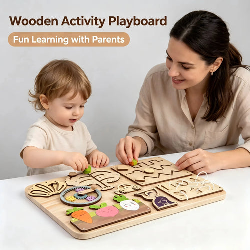 Busy Board Montessori en Bois — Éveil Sensoriel Bébé 1-3 ans