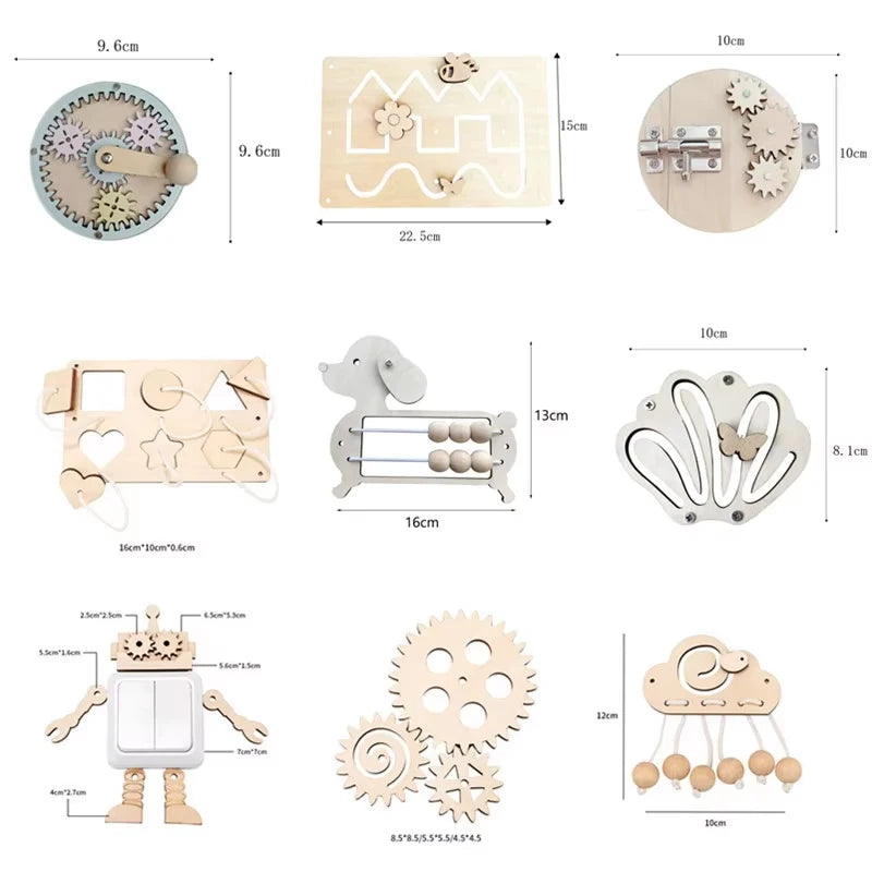 Busy Board Montessori en Bois — Éveil Sensoriel Bébé 1-3 ans